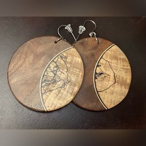 Brambles Woodwork Artisan Earrings, Spalted Maple